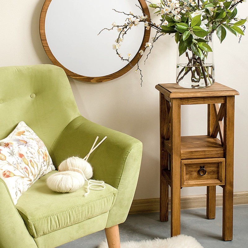 brazowy stolik nocny do sypialni