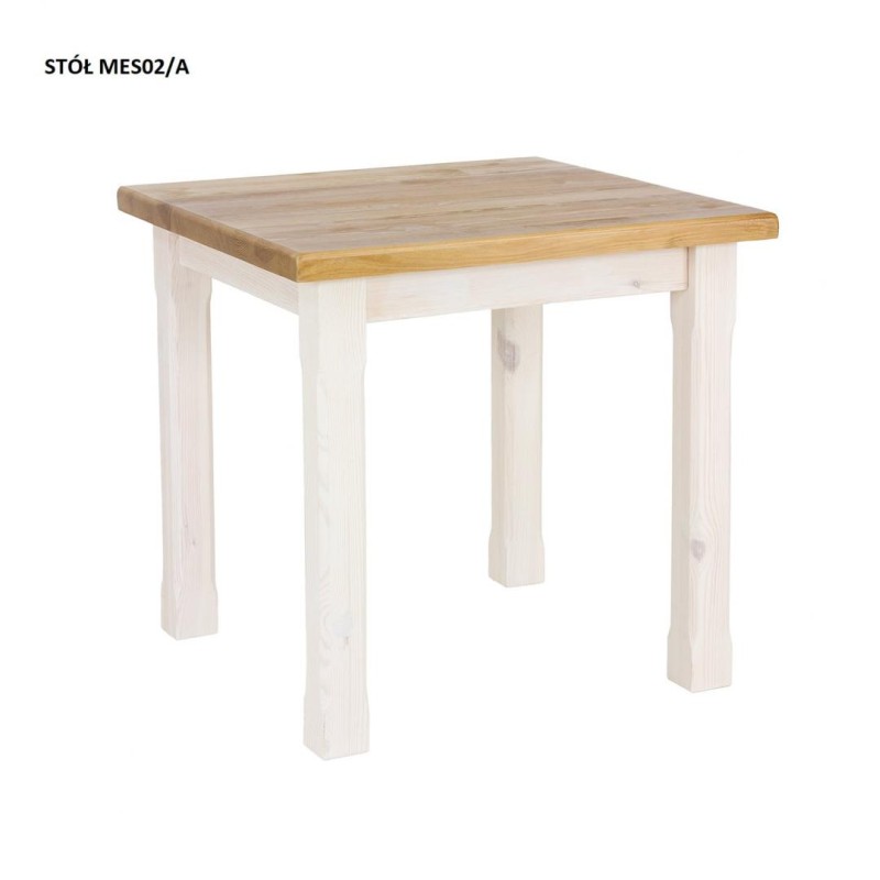 stol kwadratowy sosnowy bialy 80x80