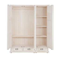 drewniana szafa trzydrzwiowa biala