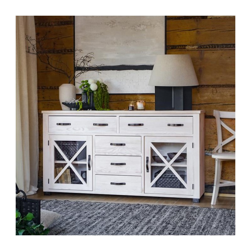 Bielona komoda drewniana SEL 19