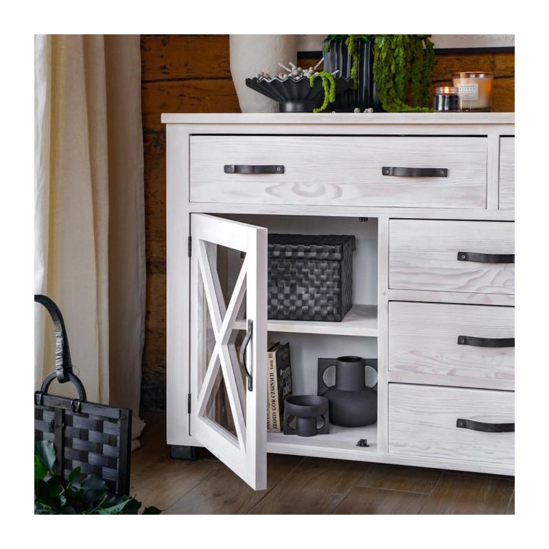 Bielona komoda drewniana SEL 19