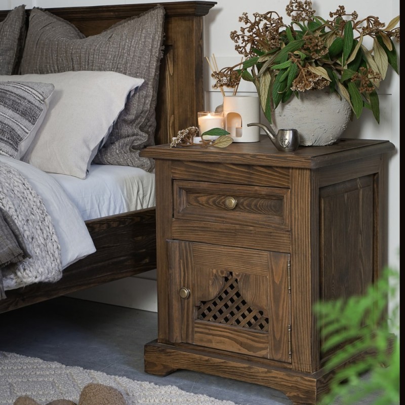 Szafka nocna woskowana boho COM 17 - CARBONE (WYPRZEDAŻ)
