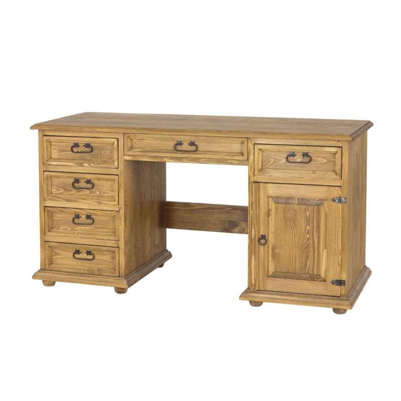 drewniane biurko rustykalne ciemny wosk